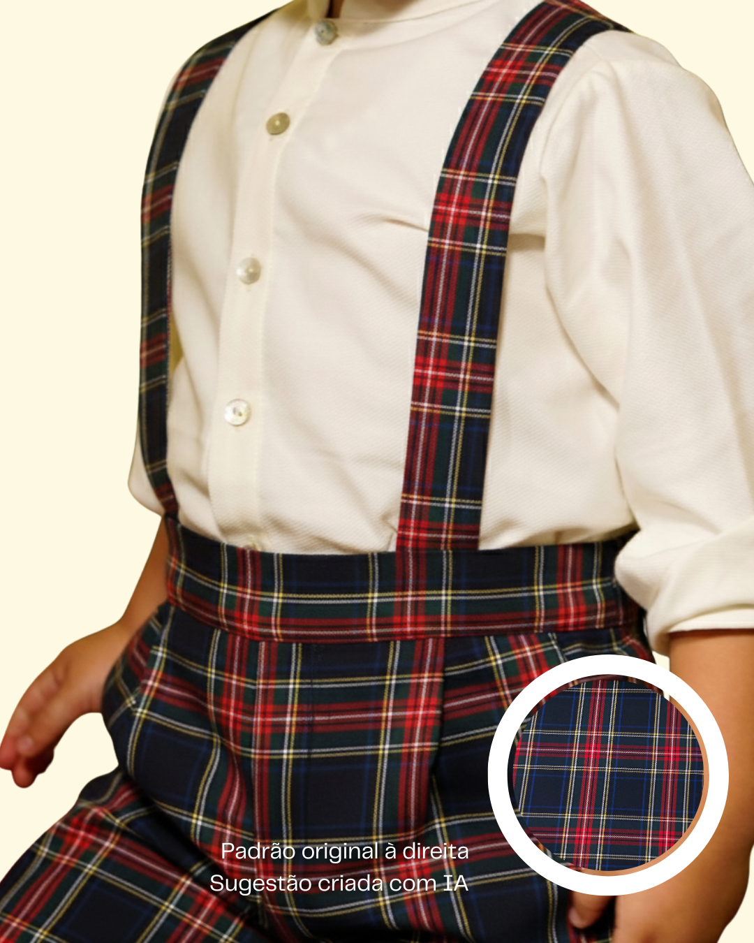 Calção em tartan com alças