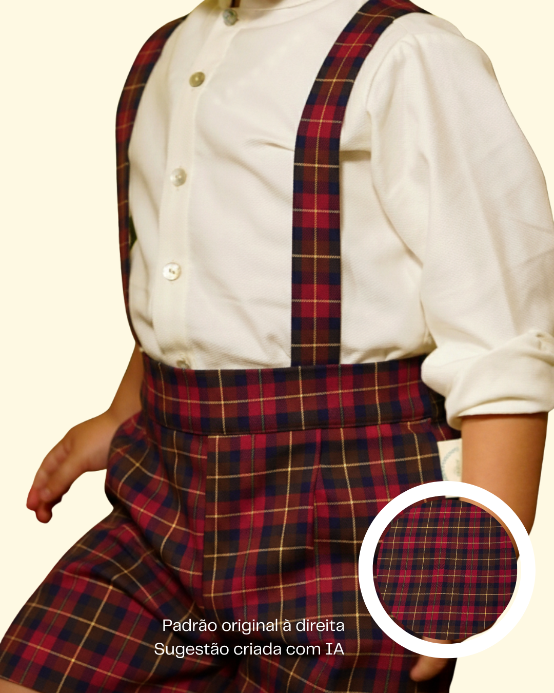 Calção em tartan com alças
