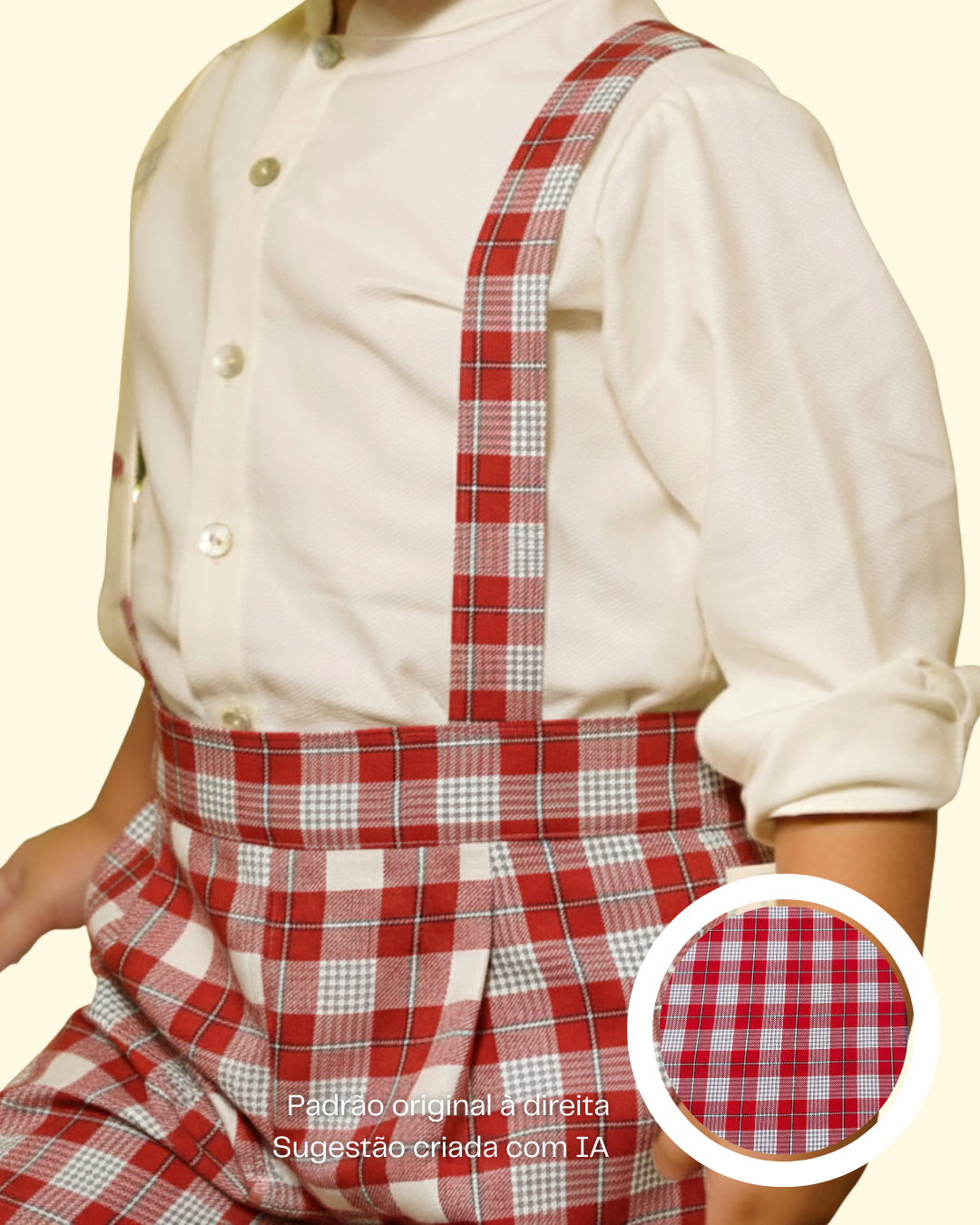 Calção em tartan com alças