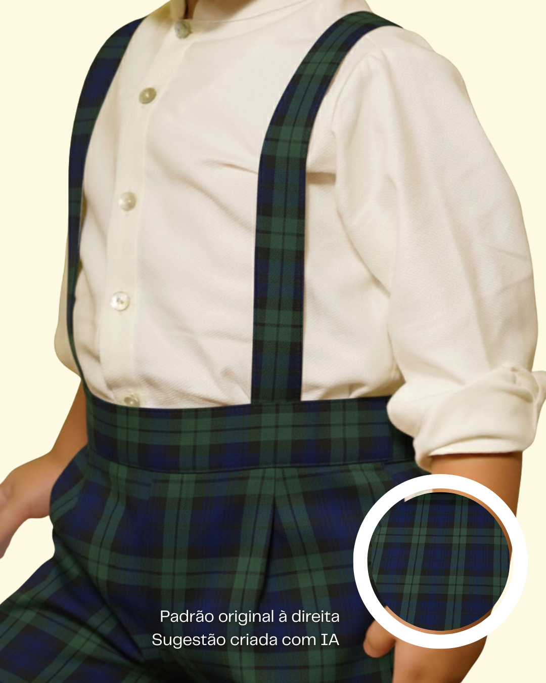 Calção em tartan com alças