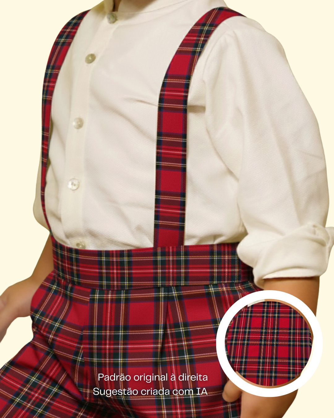 Calção em tartan com alças
