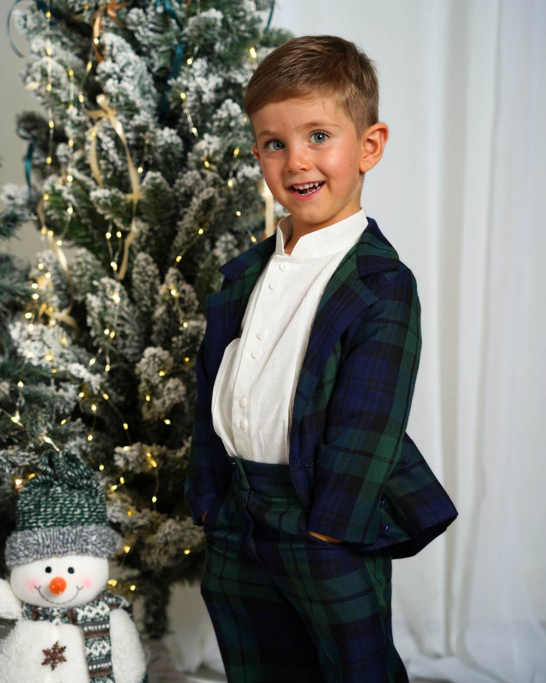 Blazer menino em tartan escocês