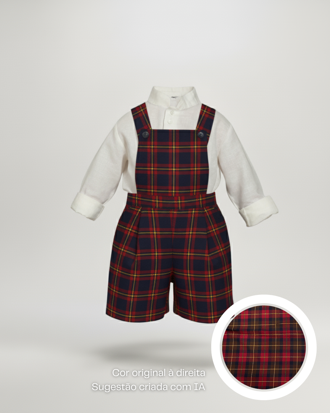 Calções de tartan escocês com alças e peito