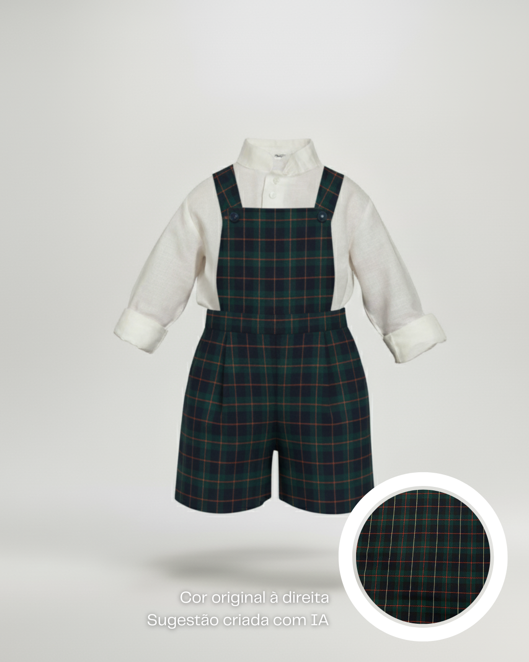 Calções de tartan escocês com alças e peito