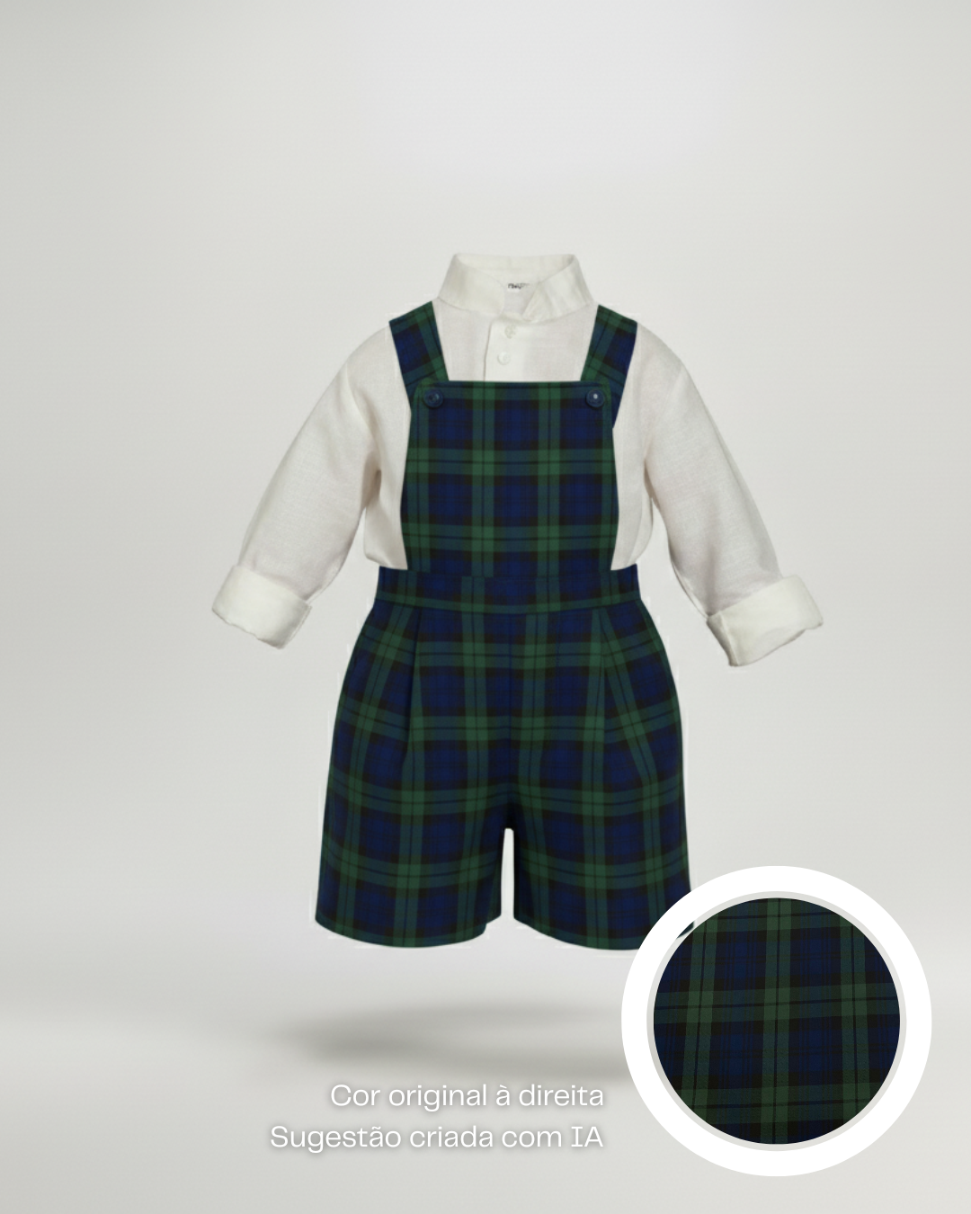 Calções de tartan escocês com alças e peito