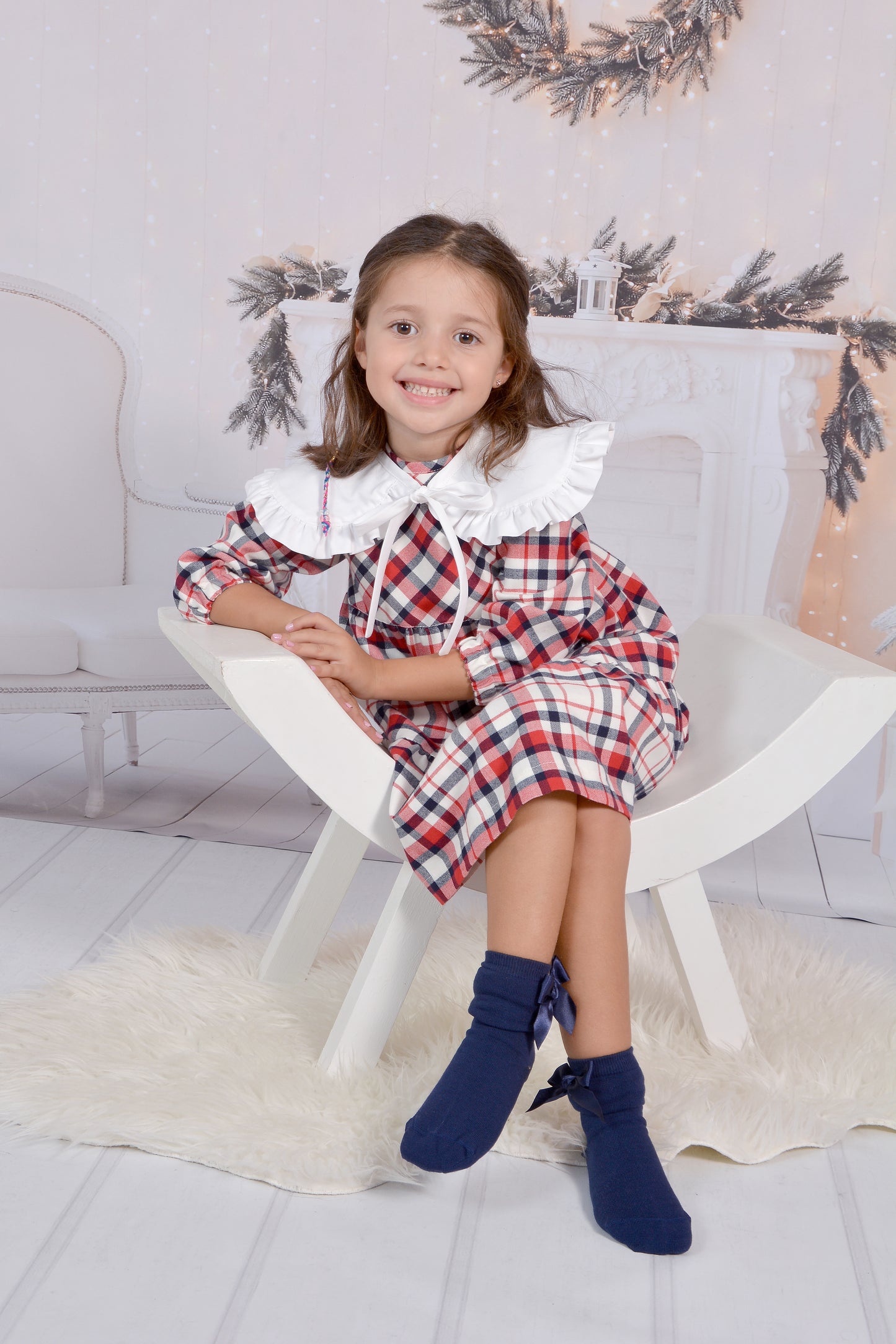 Vestido xadrez com gola amovível