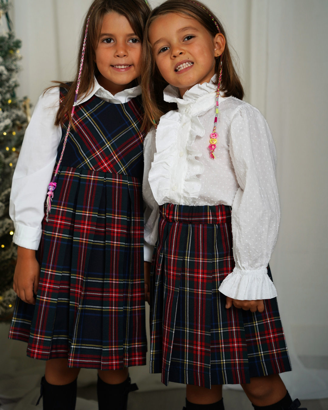 Saia de tartan com folhos