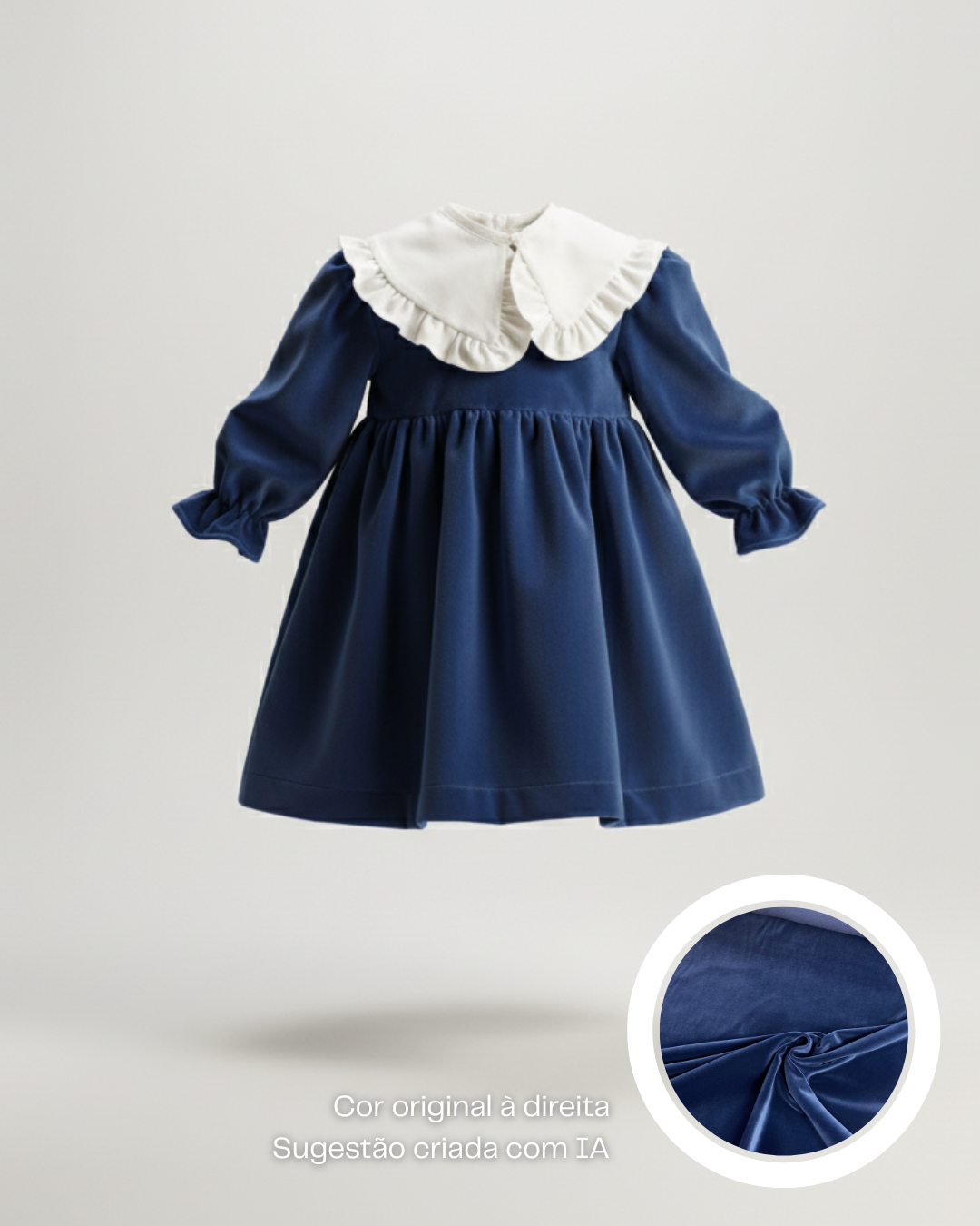 Vestido de veludo com gola amovível