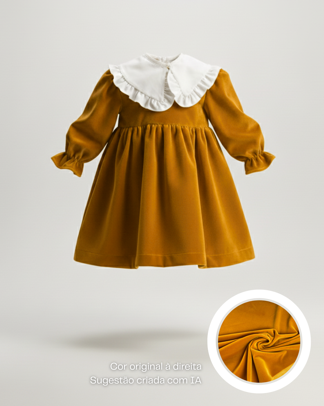 Vestido de veludo com gola amovível