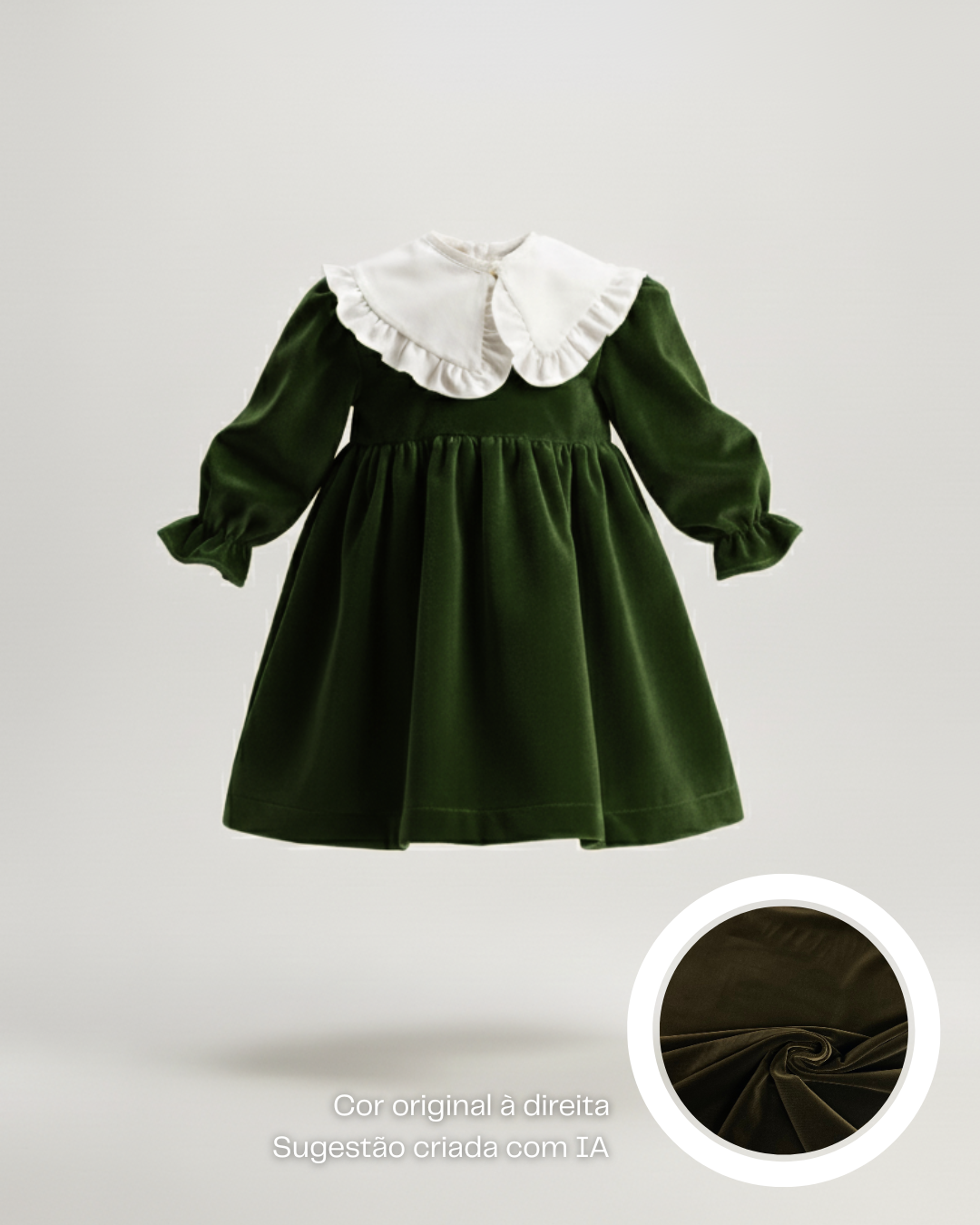 Vestido de veludo com gola amovível