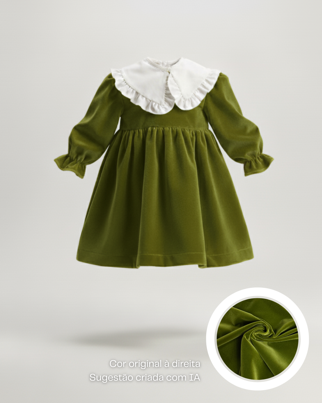 Vestido de veludo com gola amovível