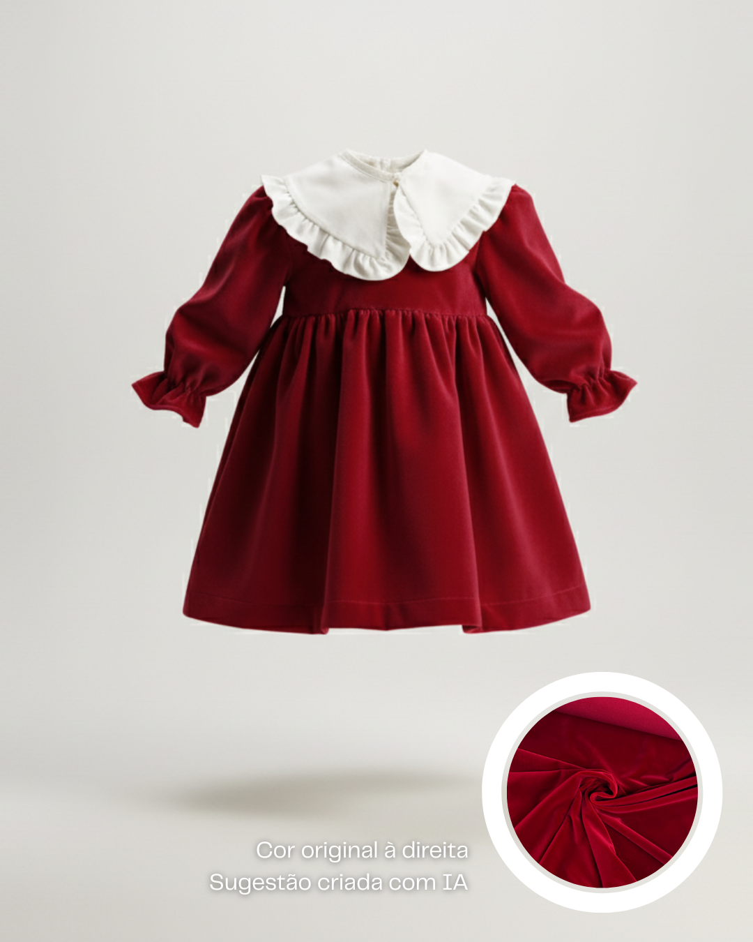 Vestido de veludo com gola amovível