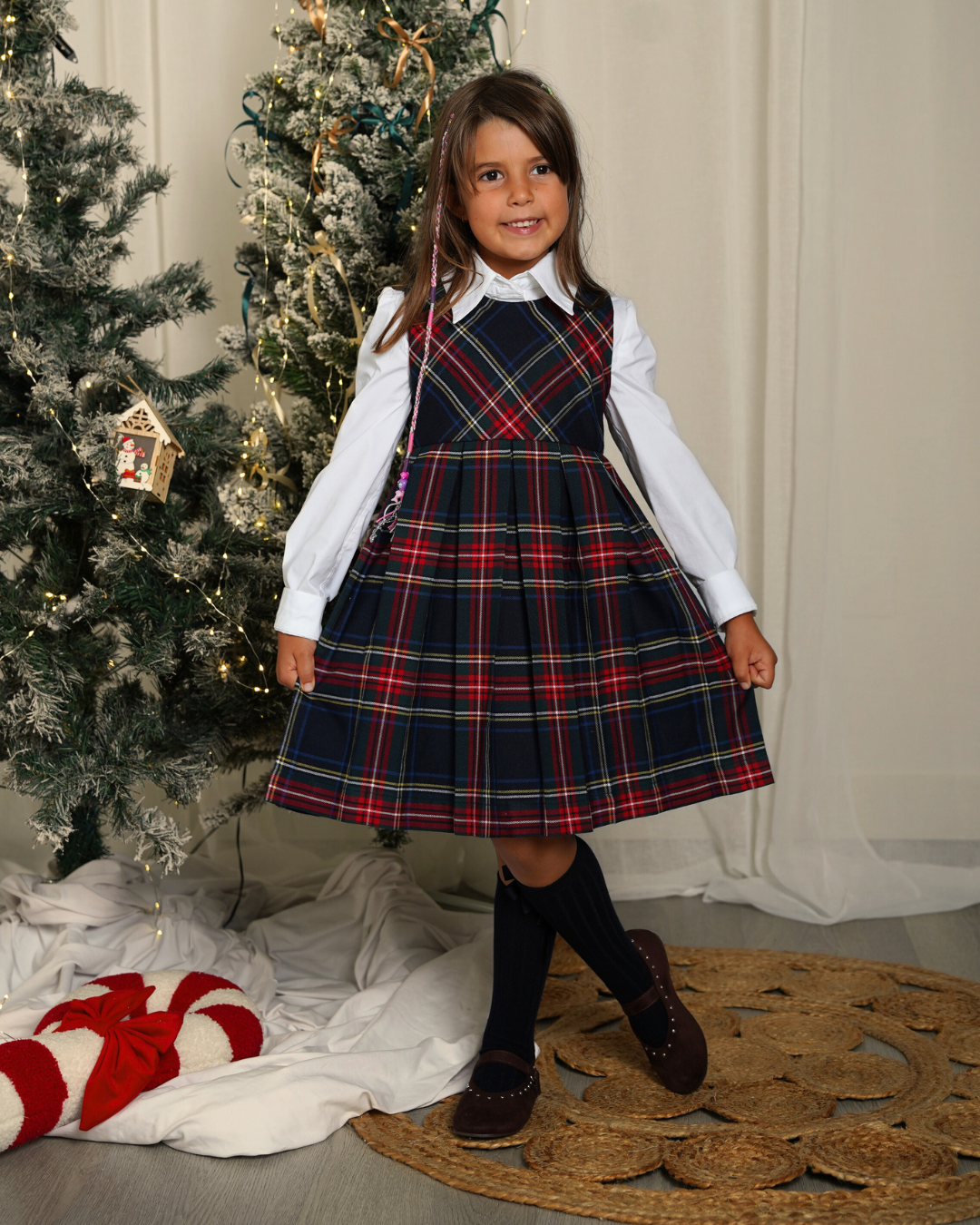 Vestido de tartan escocês sem mangas