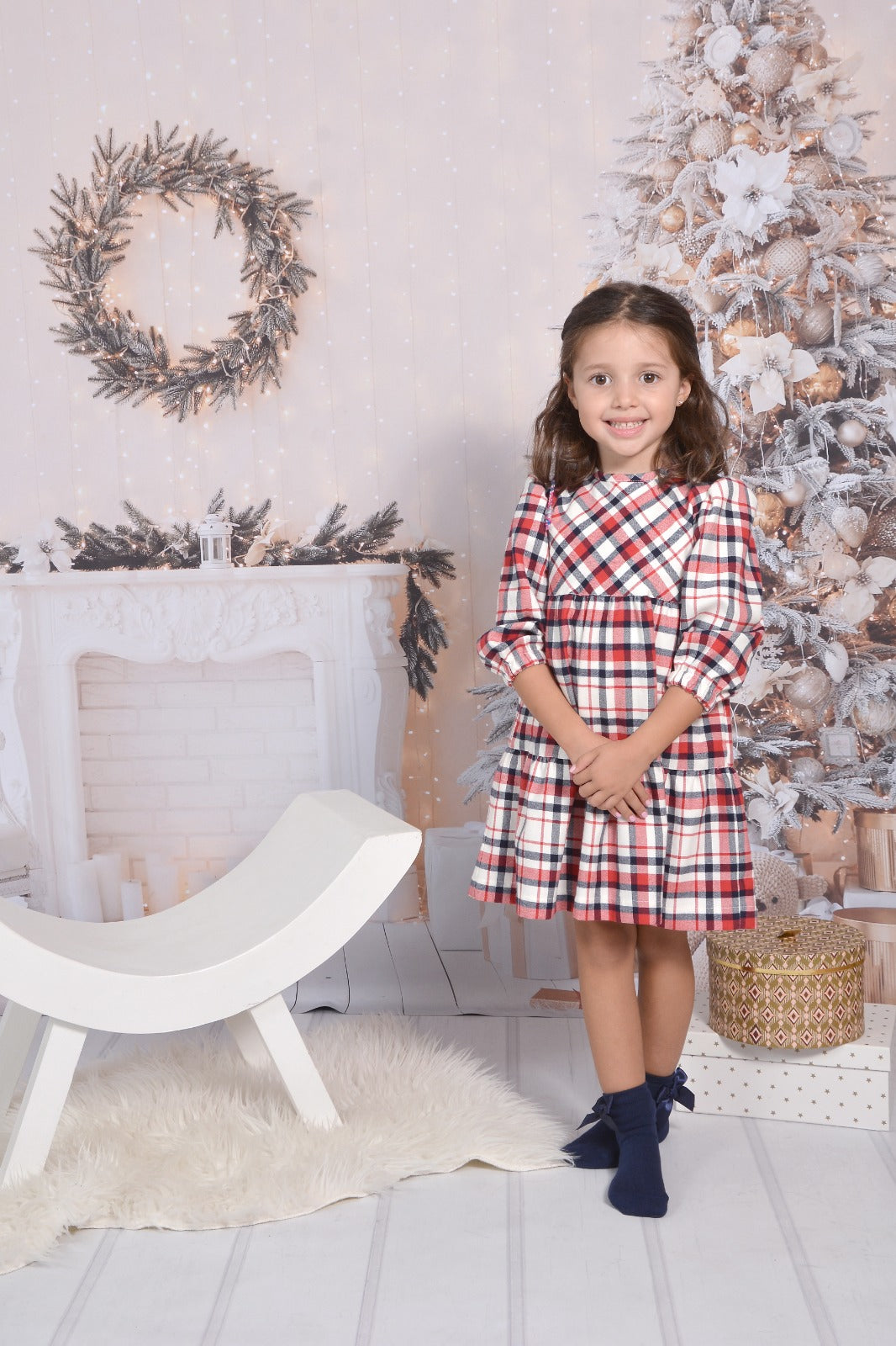 Vestido xadrez com gola amovível
