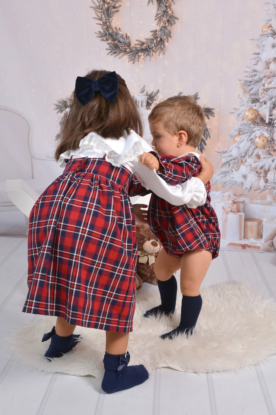 Saia de tartan xadrez com alças