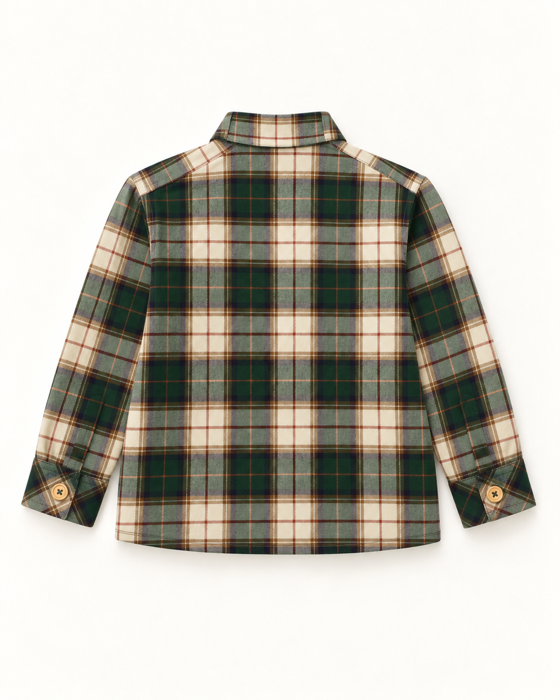 Camisa Para Adulto Em Vaiela Verde Natal E Bege