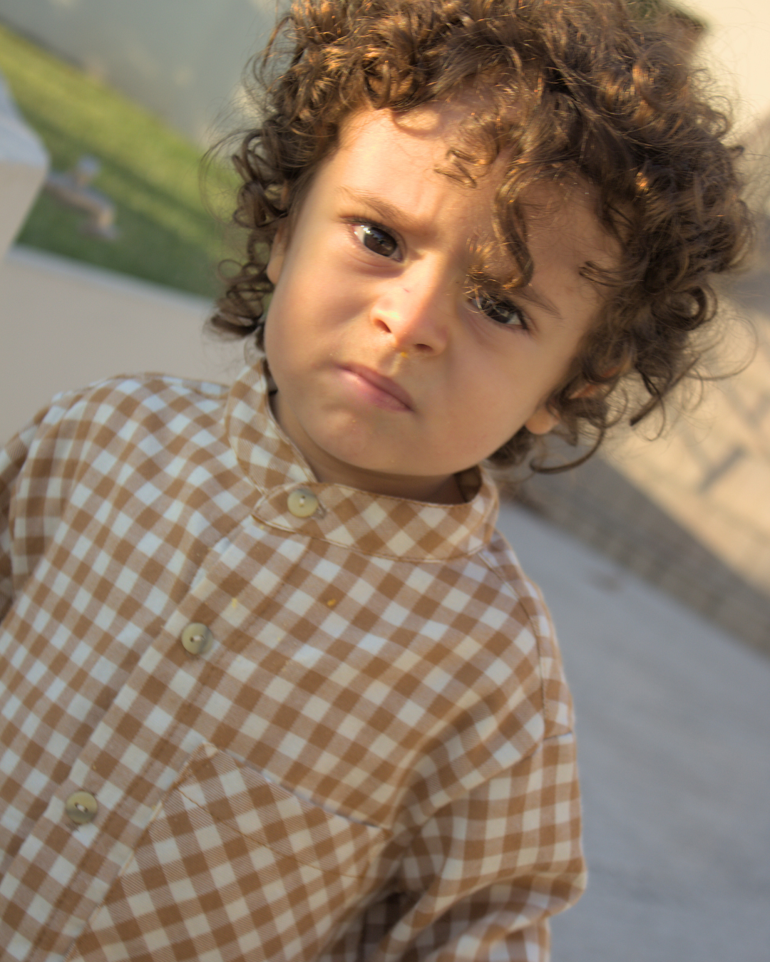 Camisa Vichy tons camel