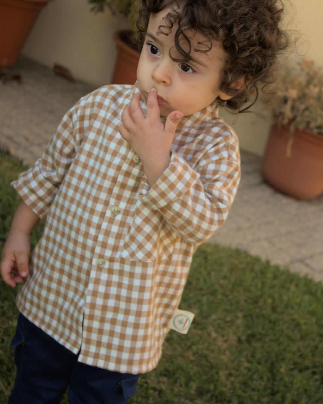 Camisa Vichy tons camel