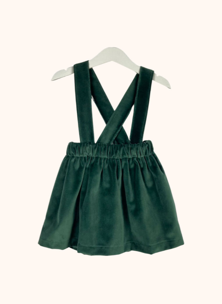 Mini saia de veludo com alças
