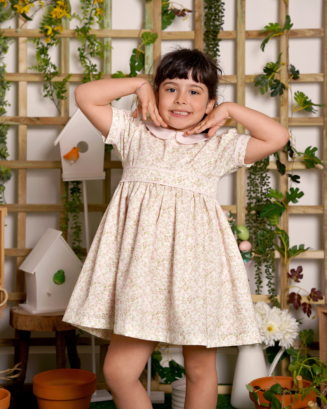 Vestido florido tons rosa