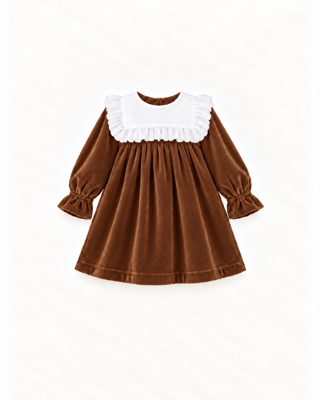 Vestido De Veludo Com Gola Rendada Amovível