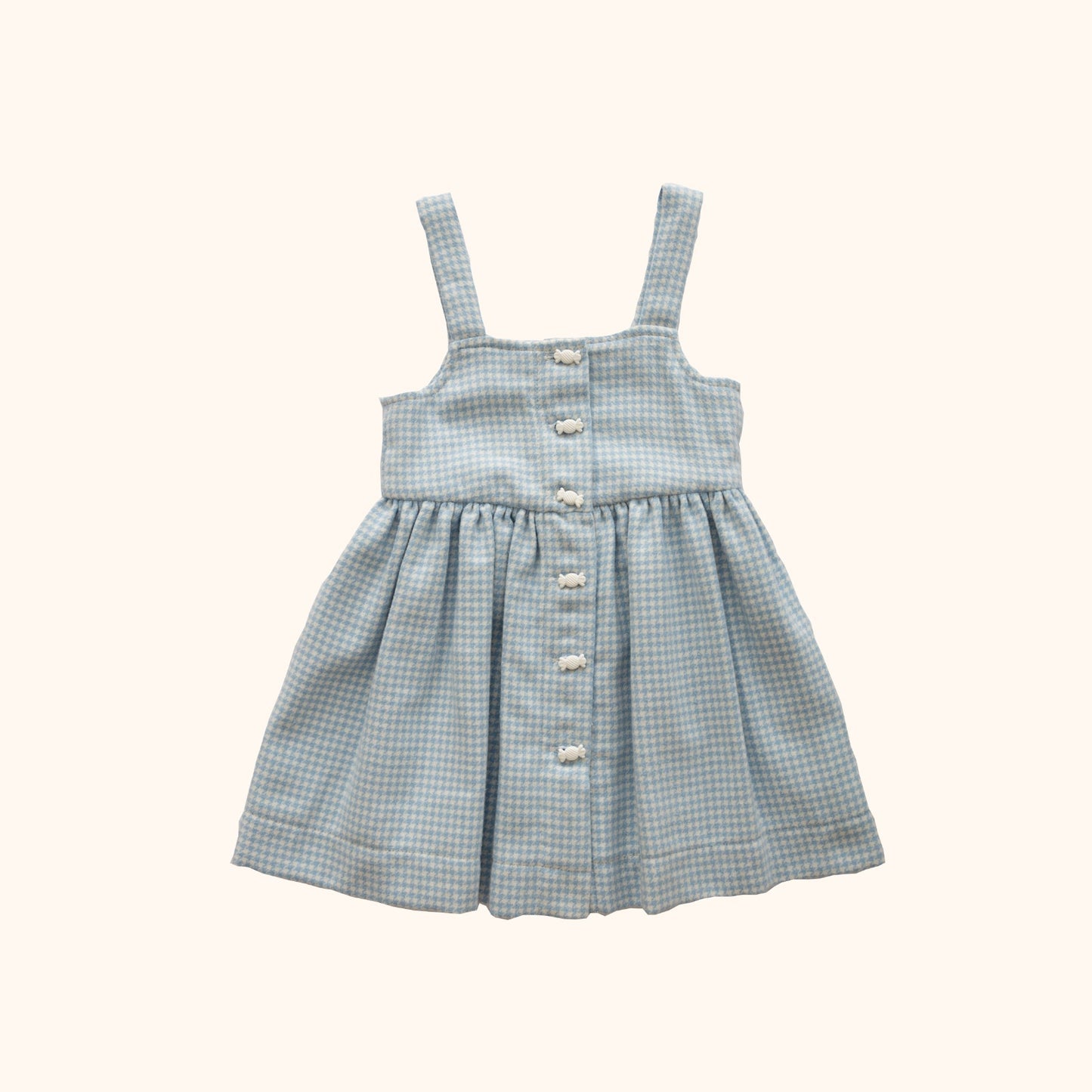Vestido com padrão azul e branco