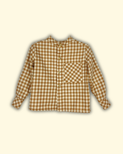 Camisa vichy en tonos camel