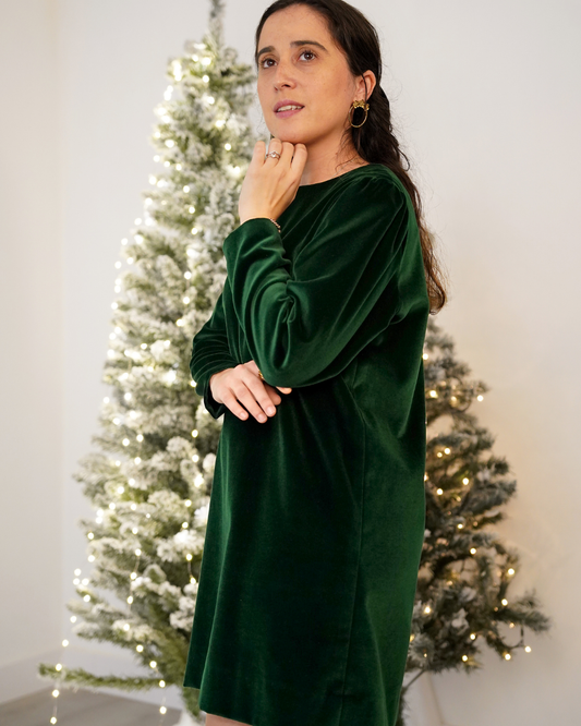 Vestido de veludo para adulto com manga comprida
