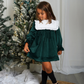 Vestido de veludo com gola rendada amovível
