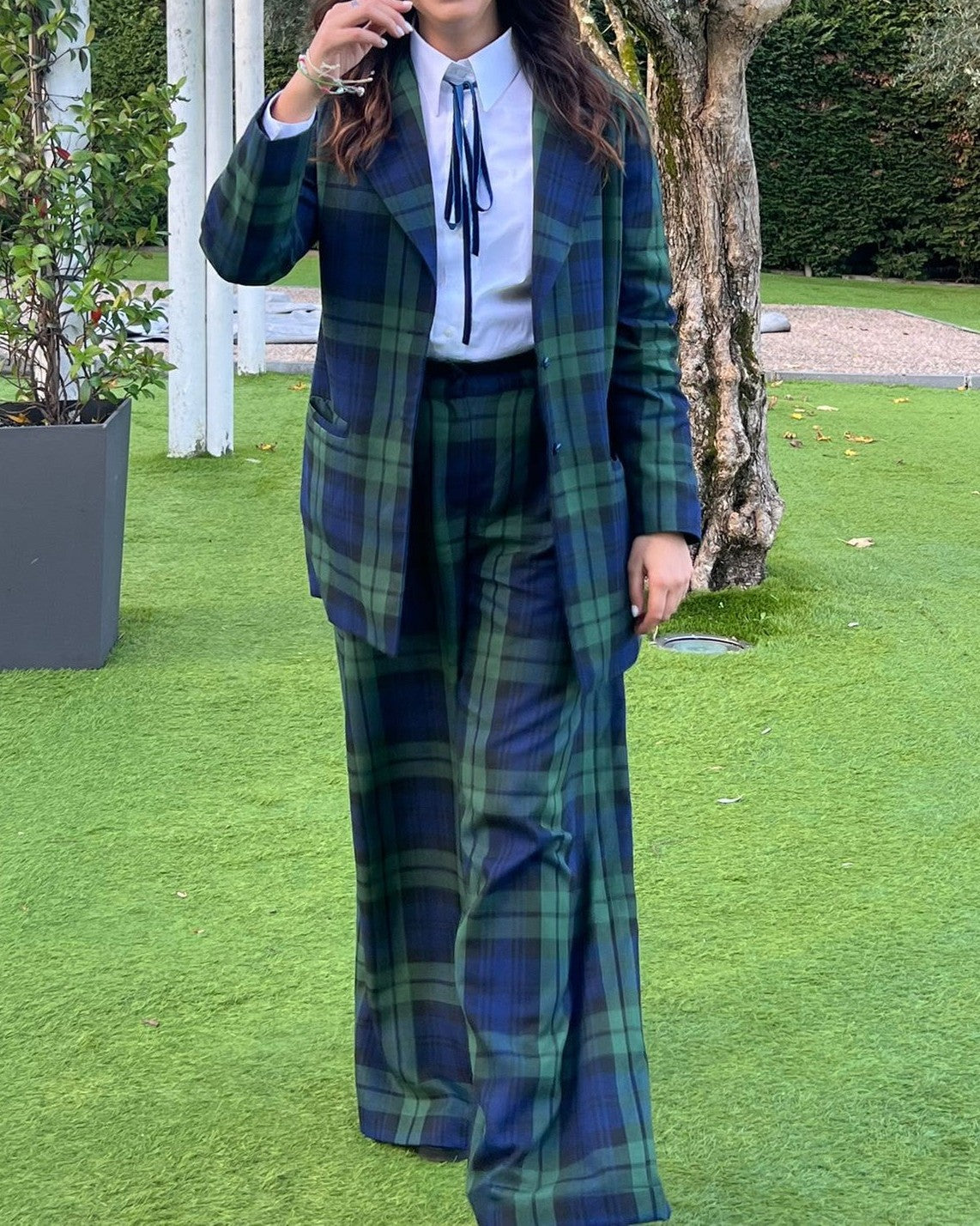 Blazer Em Tartan Escocês Para Mulher