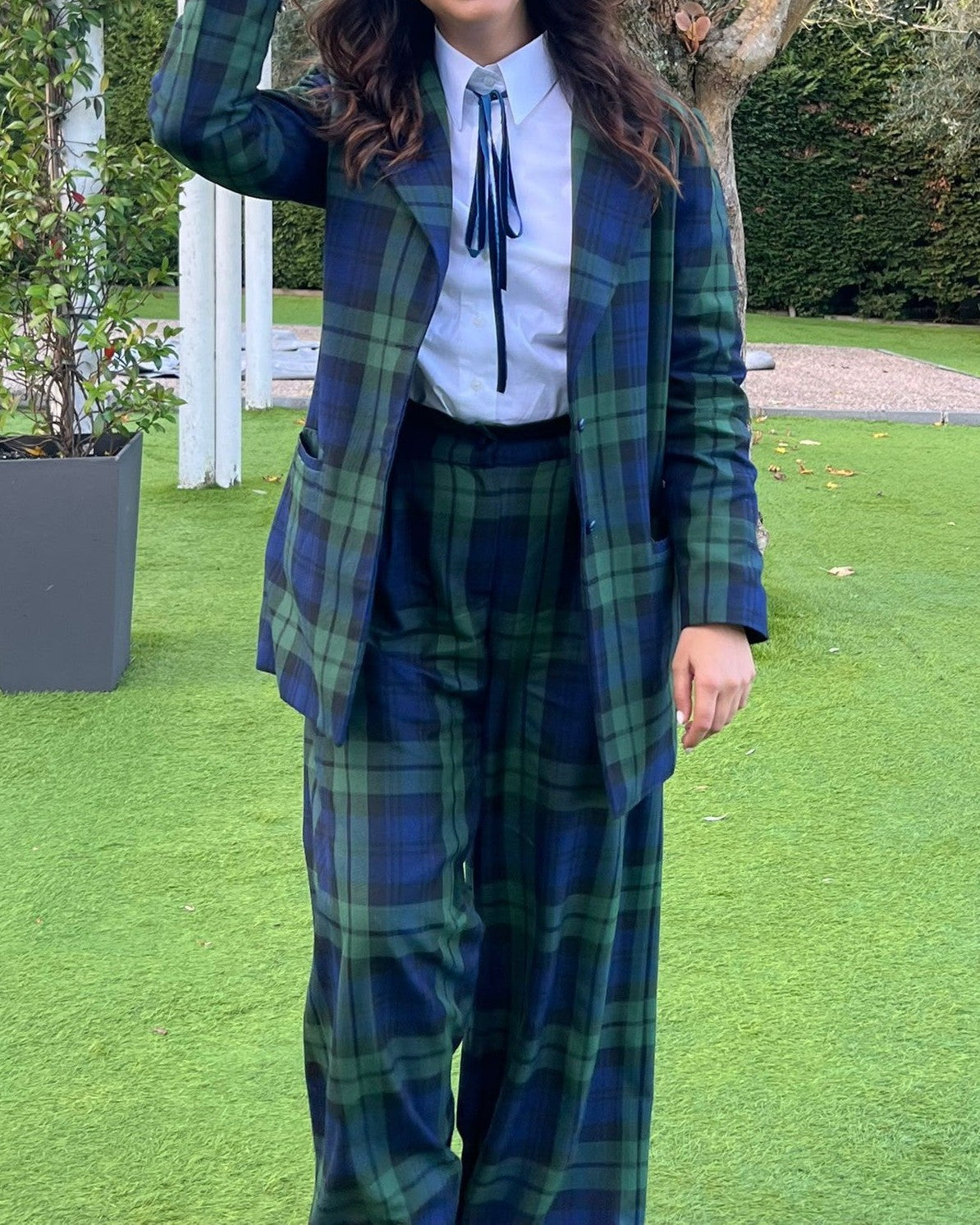 Blazer Em Tartan Escocês Para Mulher