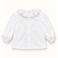 Blusa De Algodão Com Gola E Punhos Bordados e Nervuras No Peito