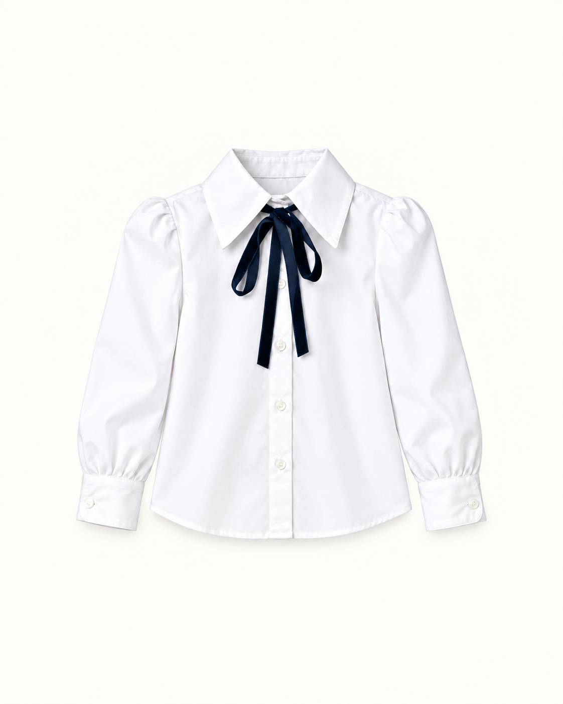 Blusa Oxford Branca Com Laço
