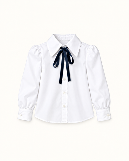Blusa Oxford Branca Com Laço