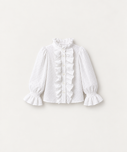 Blusa Vitoriana Em Plumeti Branco