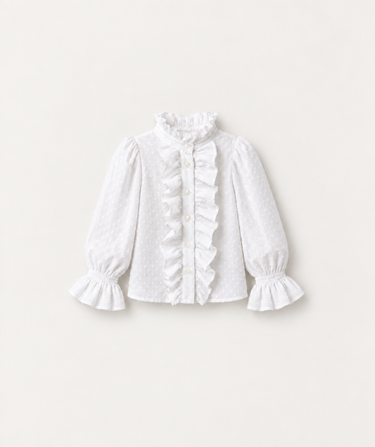 Blusa Vitoriana Em Plumeti Branco