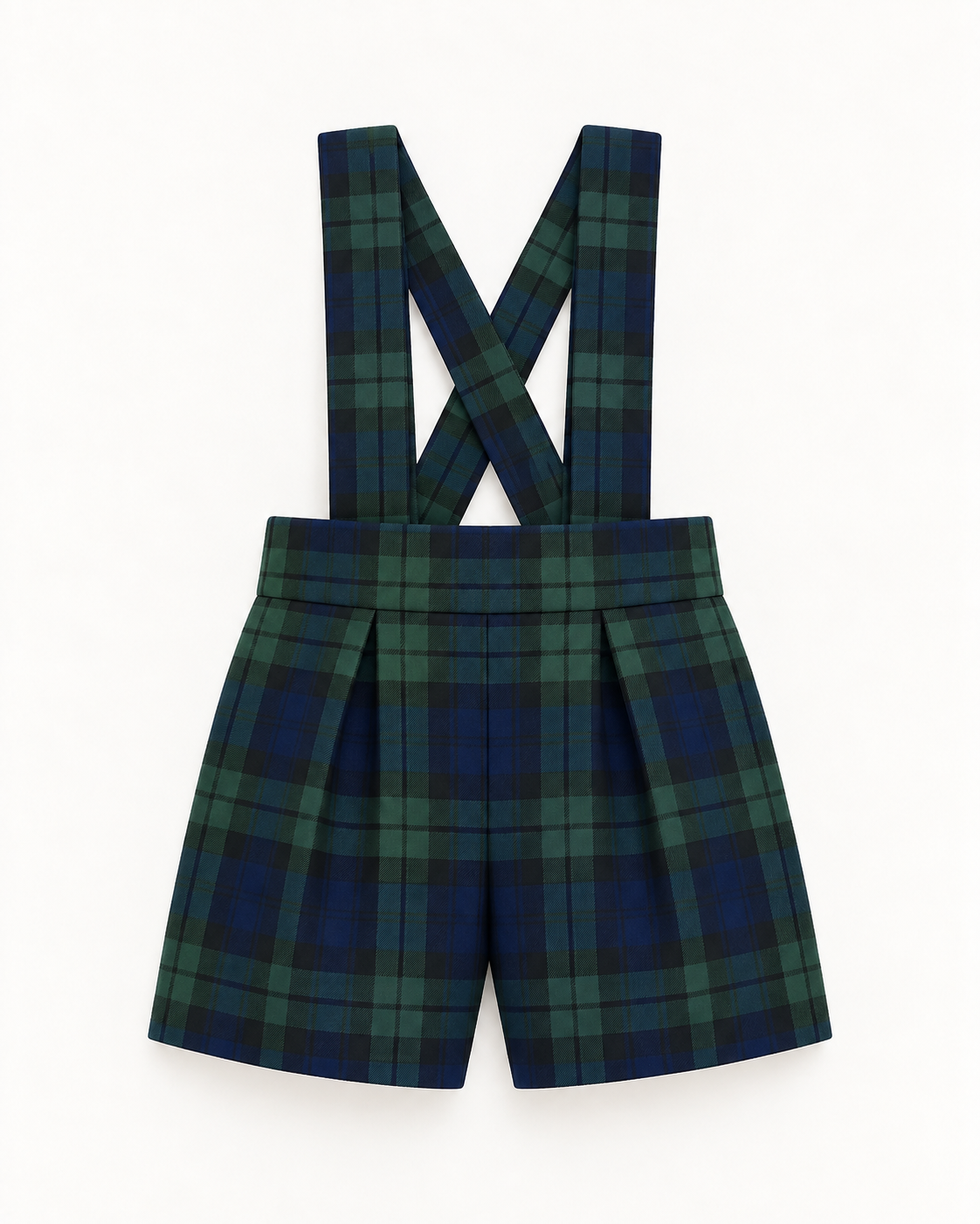 Calção De Tartan Com Alças Para Menino