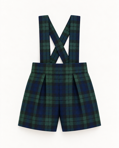Calção De Tartan Com Alças Para Menino