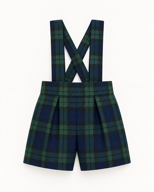 Calção De Tartan Com Alças Para Menino