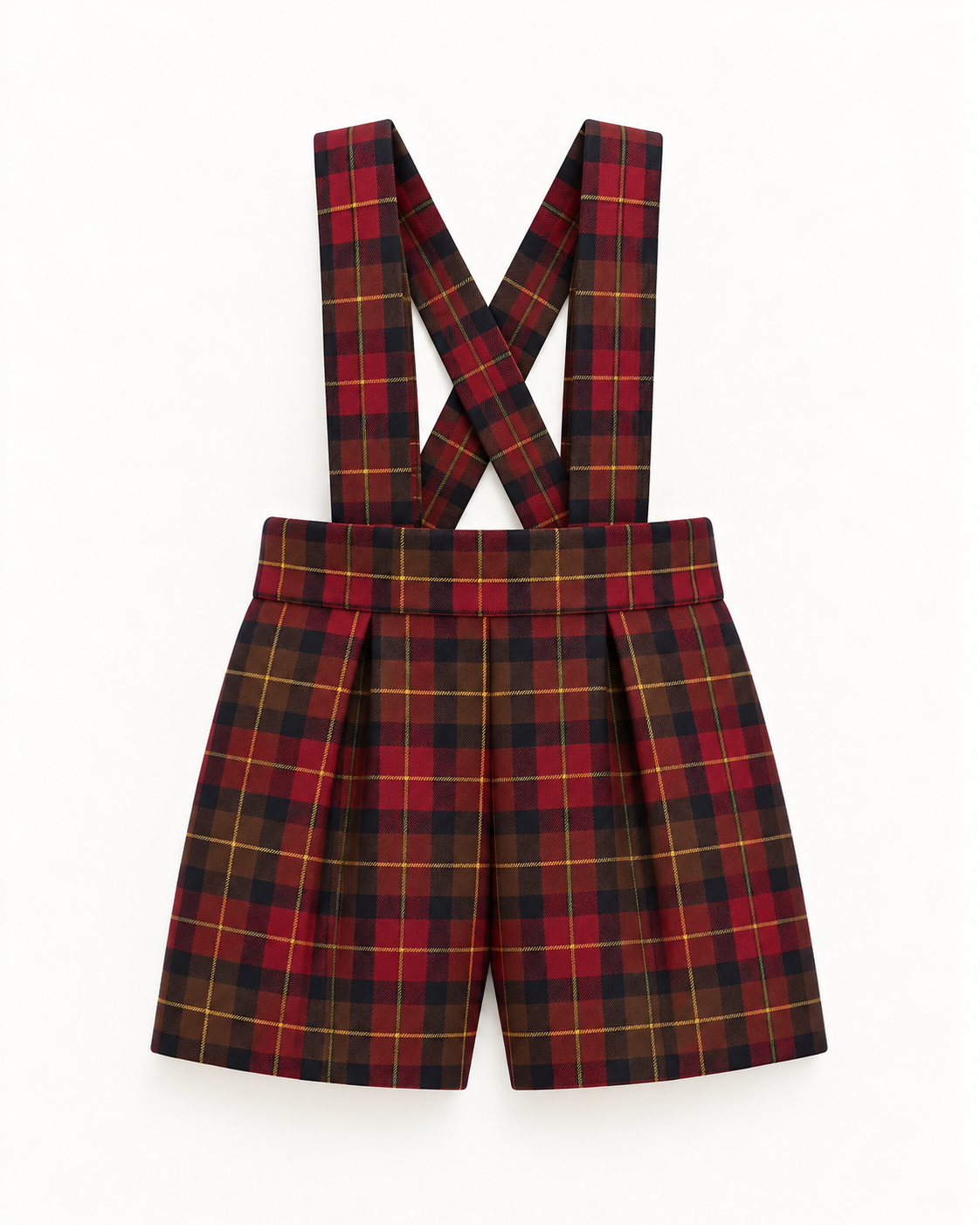 Calção De Tartan Com Alças Para Menino