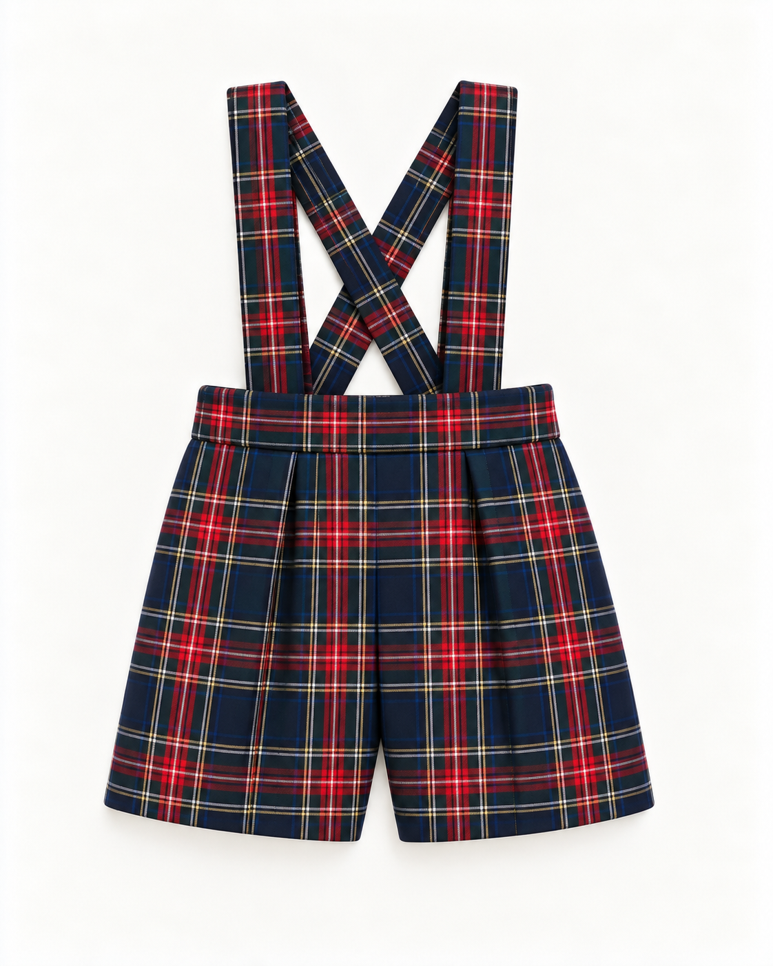 Calção De Tartan Com Alças Para Menino