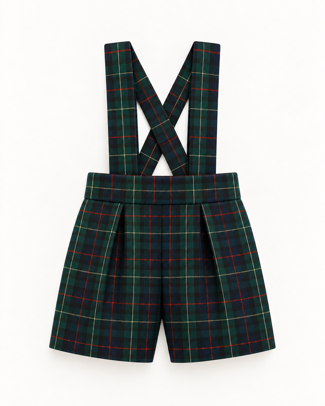 Calção De Tartan Com Alças Para Menino