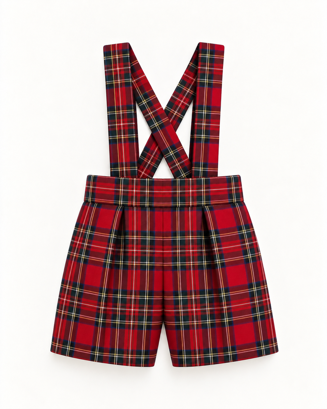 Calção De Tartan Com Alças Para Menino