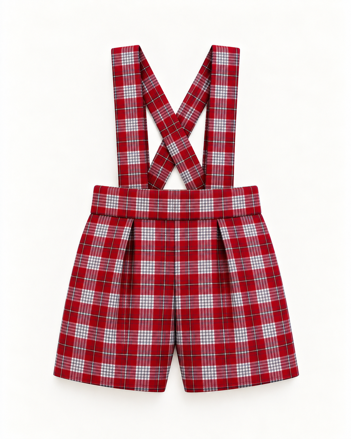 Calção De Tartan Com Alças Para Menino