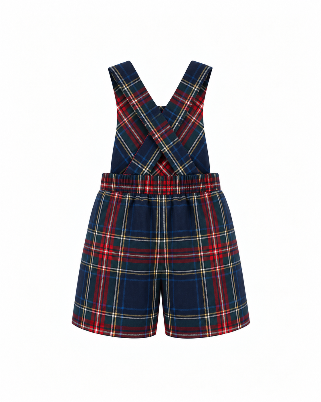 Calções De Tartan Escocês Com Alças e Peito Para Menino