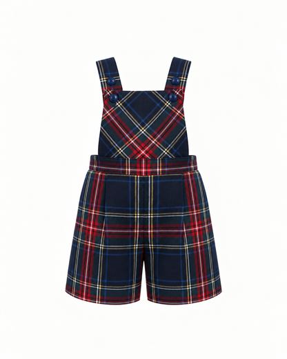 Calções De Tartan Escocês Com Alças e Peito Para Menino