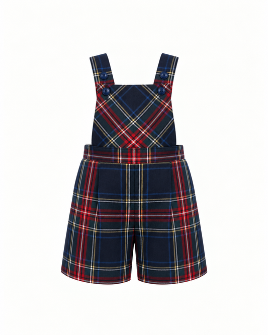 Calções De Tartan Escocês Com Alças e Peito Para Menino