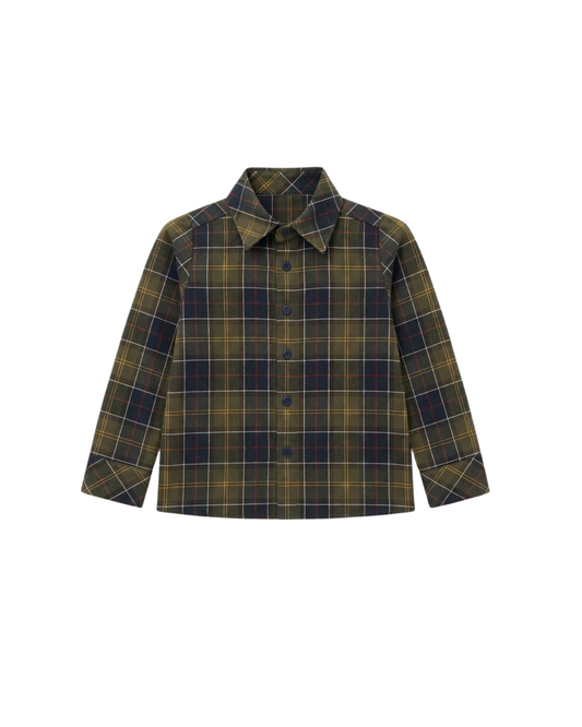 Camisa Para Adulto Em Verde Azeitona e Azul Escuro