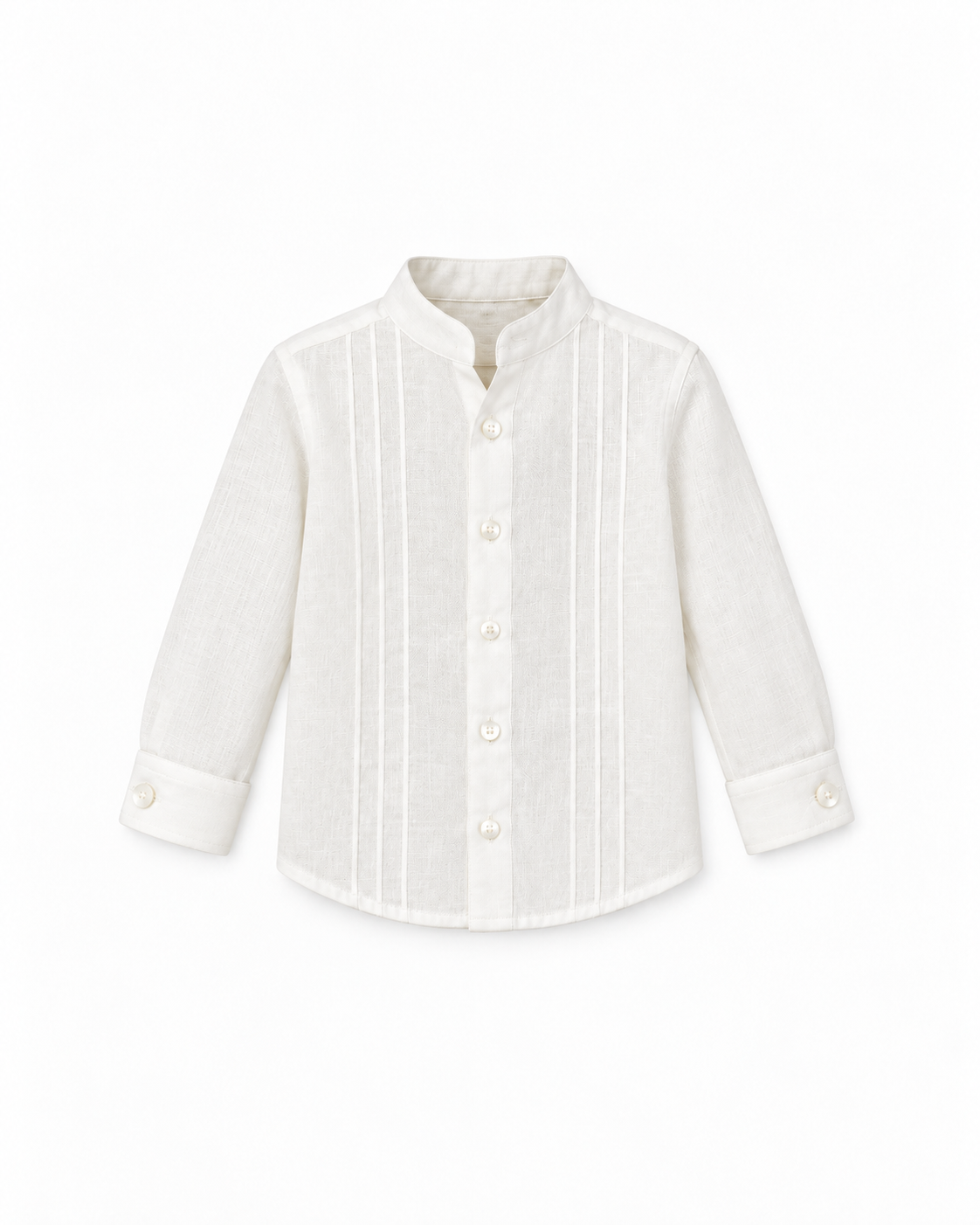 Camisa De Linho Branco Cru Com Nervuras
