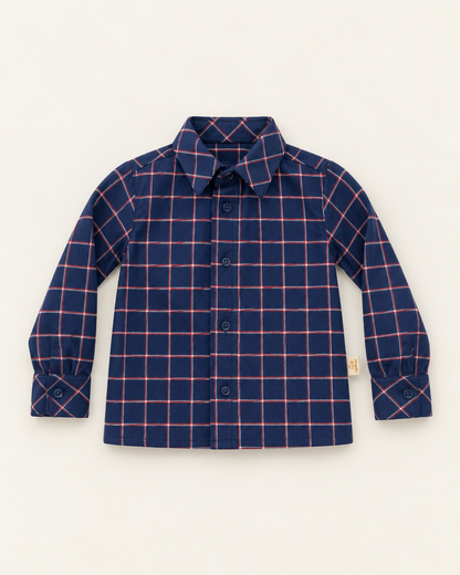 Camisa Vaiela Azul Marinho Com Riscas Brancas E Vermelhas